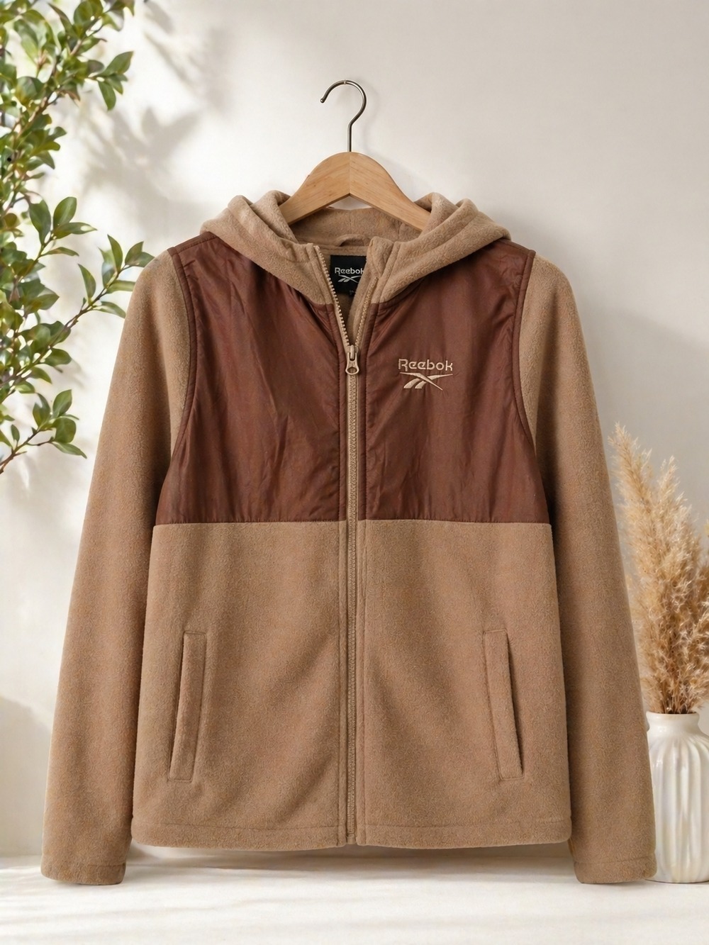 Reebok Brown Tan Hooded Performance Jacket